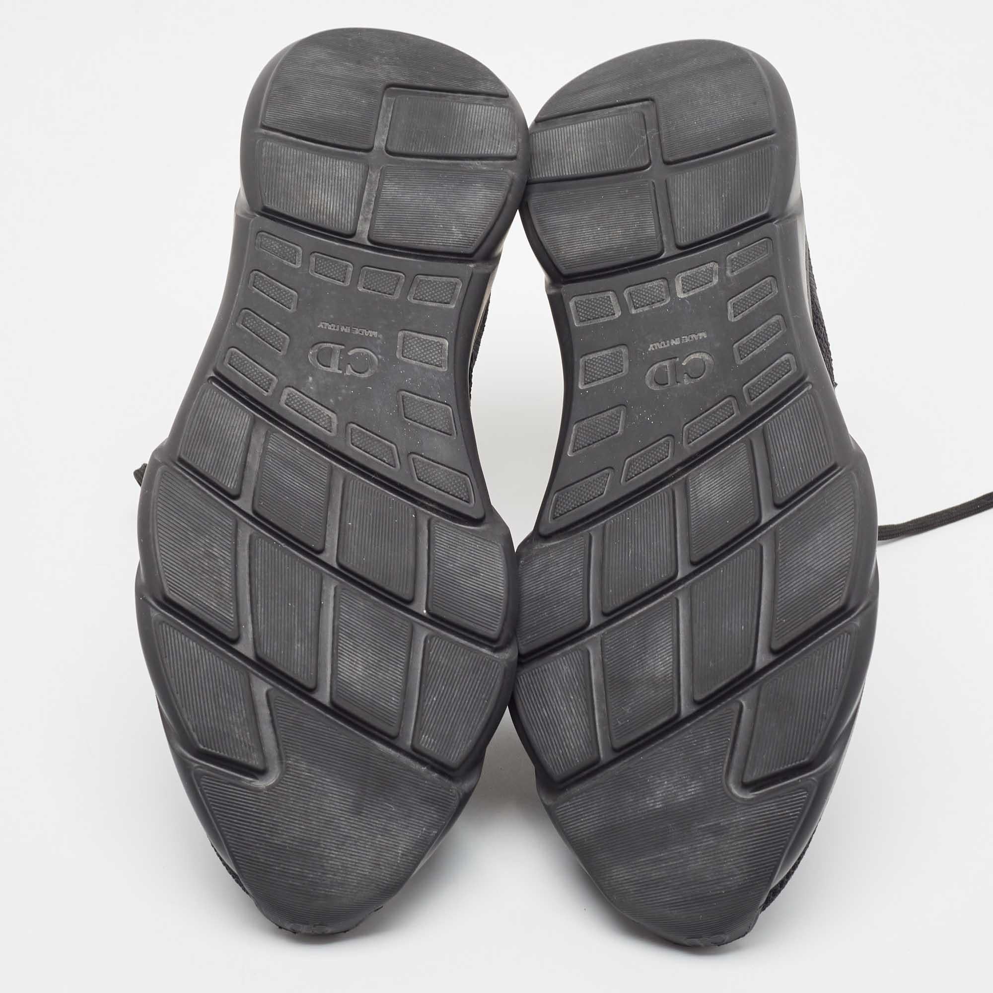 Dior Black Knit Fabric B21 High Top Sneakers Size 44 en vente 1