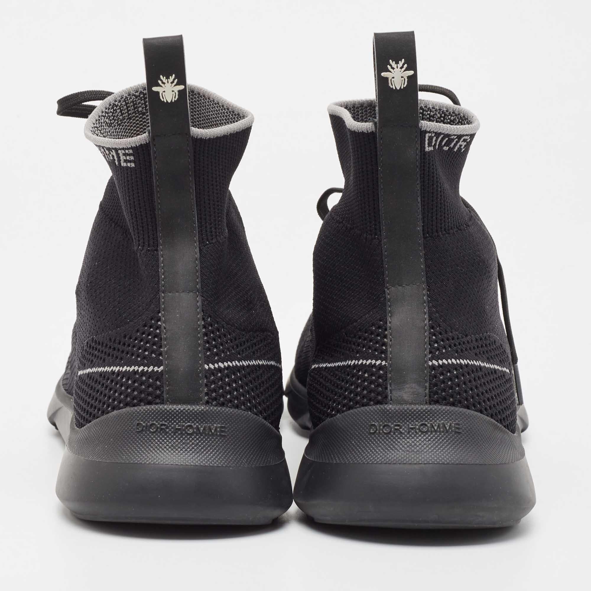 Dior Black Knit Fabric B21 High Top Sneakers Size 44 3