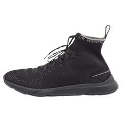 Dior Black Knit Fabric B21 High Top Sneakers Size 44