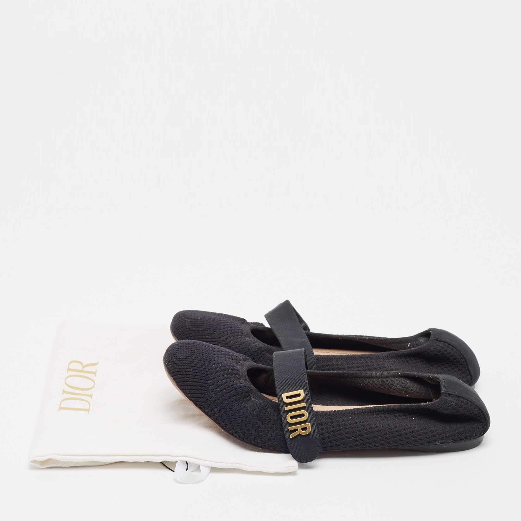 Dior Black Knit Fabric Mary Jane Ballet Flats Size 39 en vente 4
