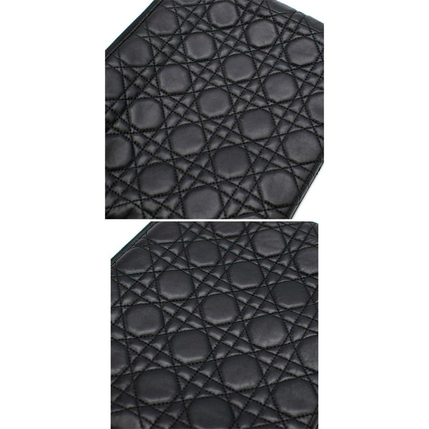 Dior Black Lady Dior Cannage Tech Pouch 20cm For Sale 1