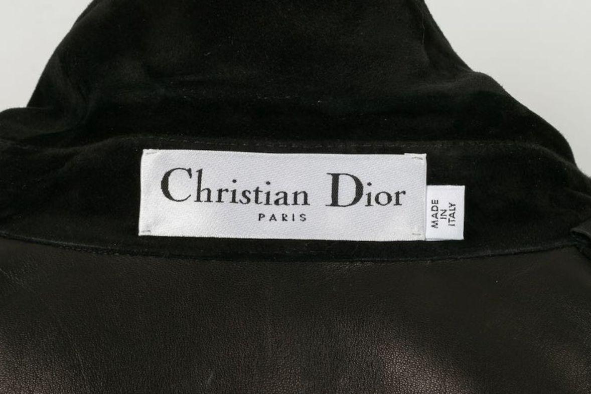 Dior - Veste de croisière en cuir d'agneau noir en vente 8