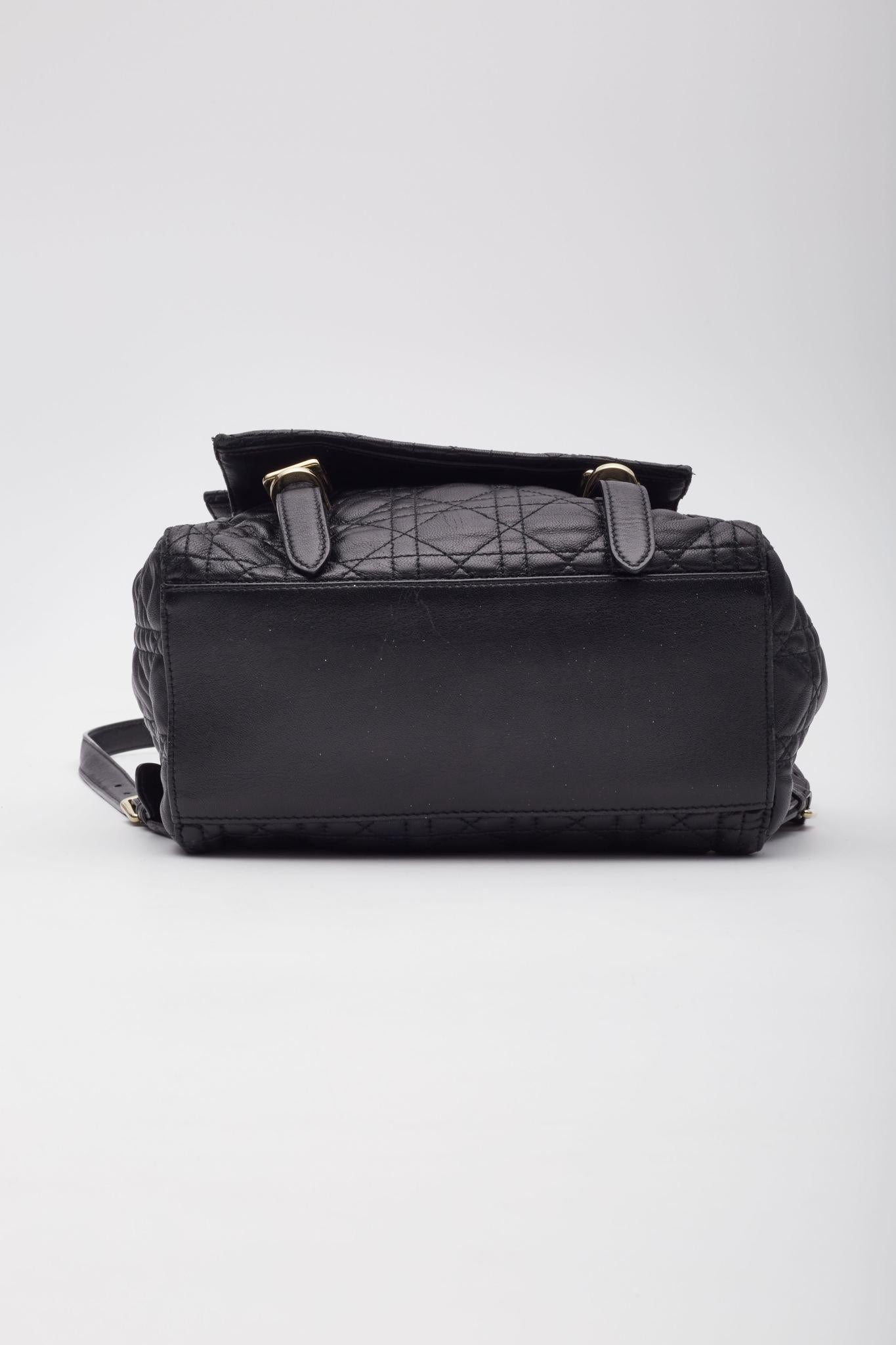 Dior Black Lambskin Cannage Lucky Badge Stardust Backpack Small For Sale 4