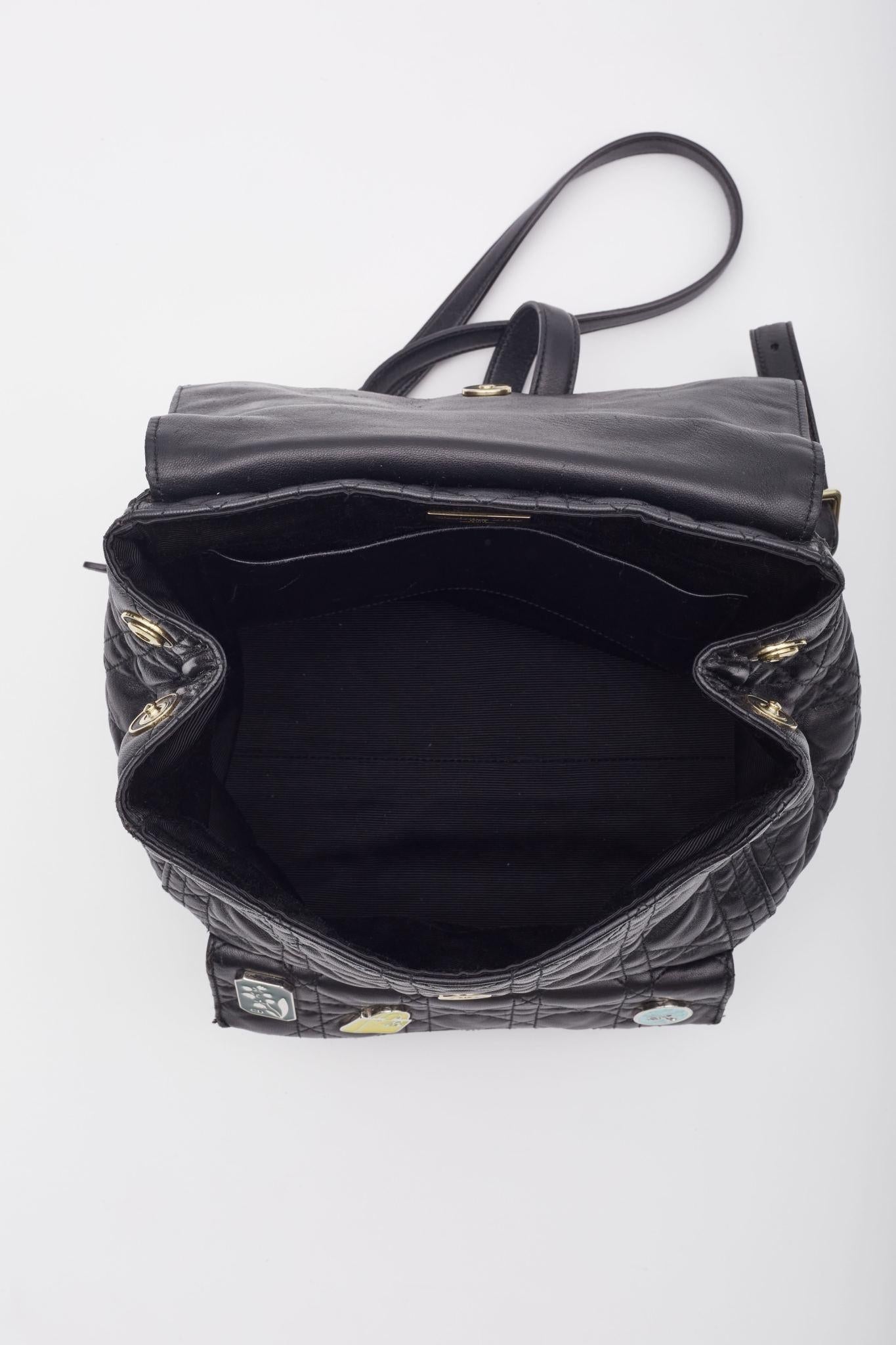 Dior Black Lambskin Cannage Lucky Badge Stardust Backpack Small For Sale 5