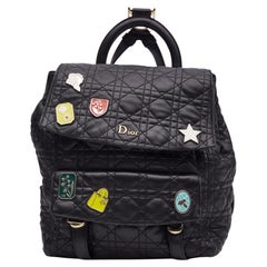 Dior Black Lambskin Cannage Lucky Badge Stardust Backpack Small