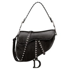 Dior Black Lambskin Embroidered with Studs Saddle 19D82S
