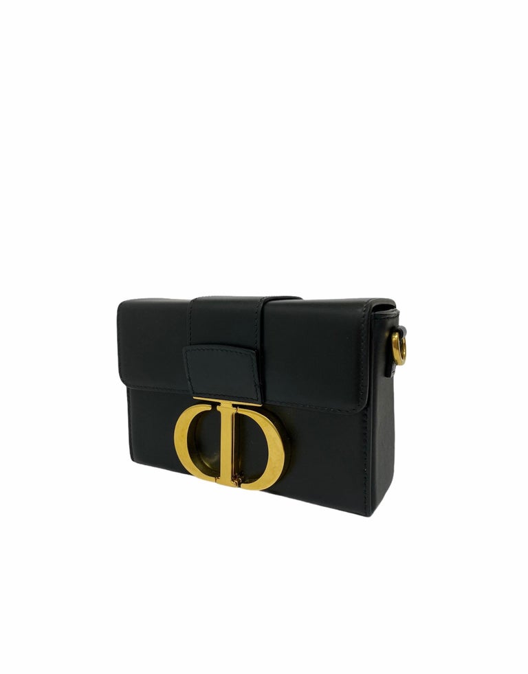 Christian Dior 30 Montaigne East West Shoulder Bag Leather Black Purse  90186652