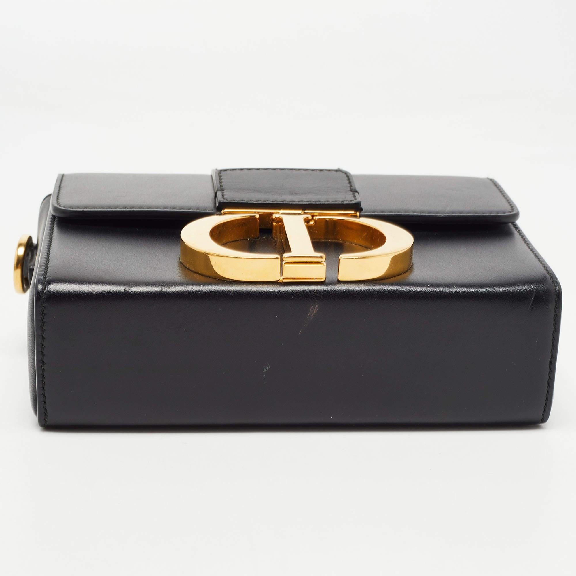 Dior Black Leather 30 Montaigne Box Bag In Good Condition In Dubai, Al Qouz 2