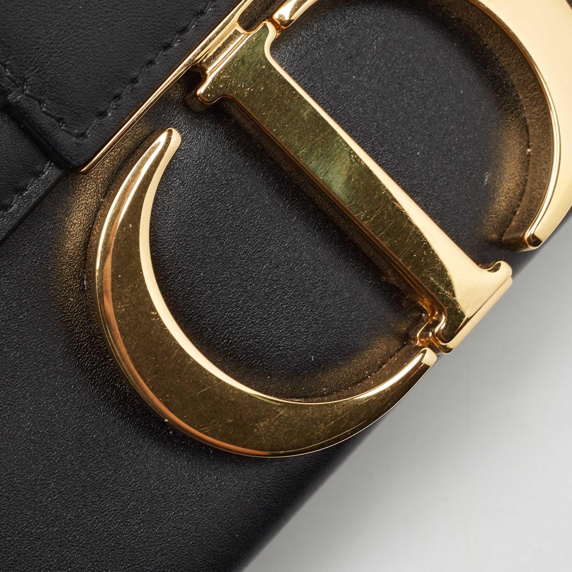 Dior Black Leather 30 Montaigne Box Bag For Sale 2