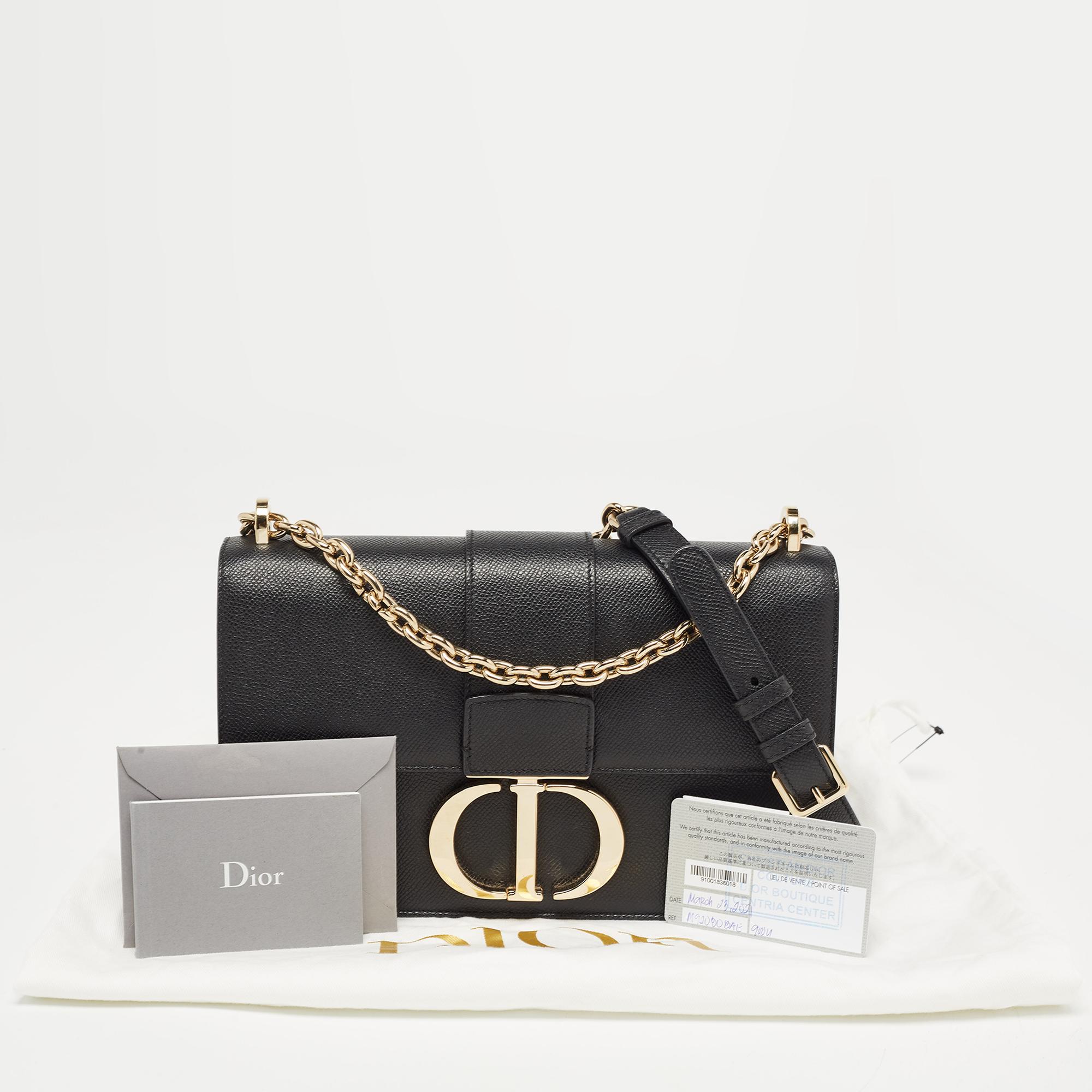 Dior Black Leather 30 Montaigne Flap Bag 16