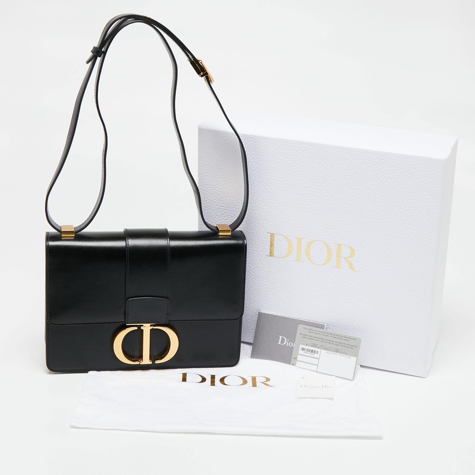 Dior Black Leather 30 Montaigne Shoulder Bag 1