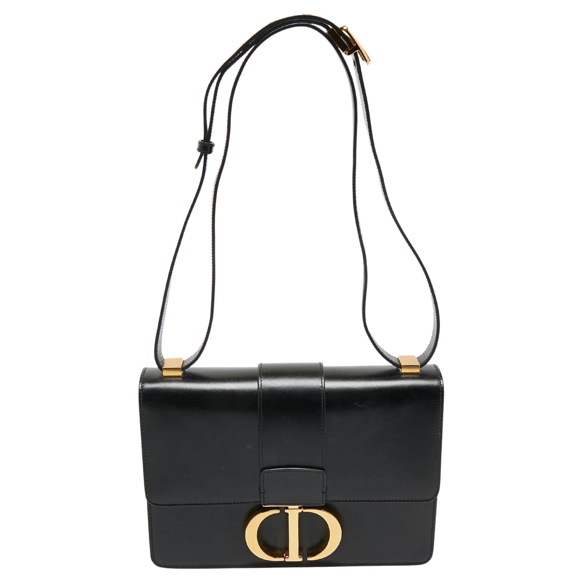 Dior Black Leather 30 Montaigne Shoulder Bag