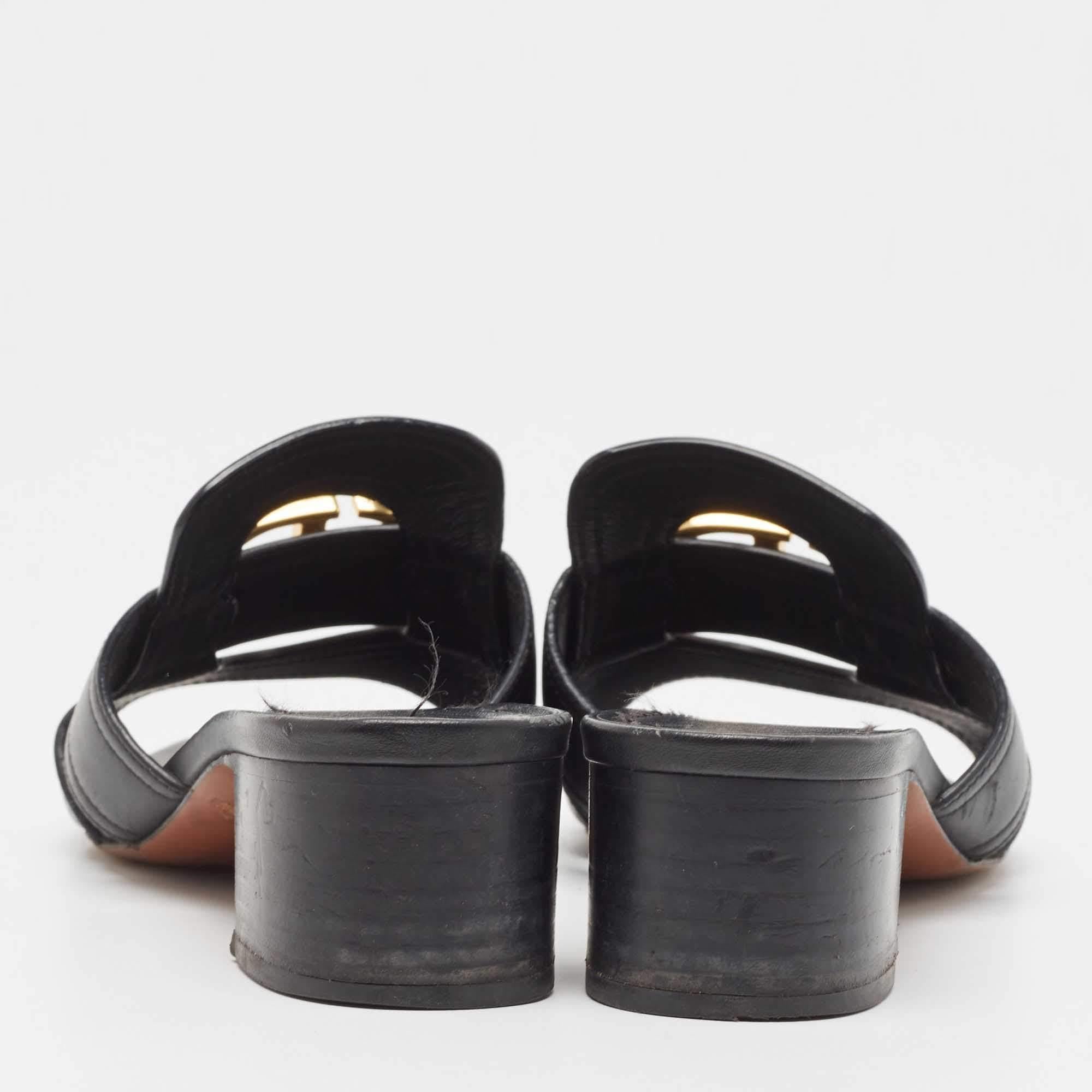 Dior Black Leather 30 Montaigne Slide Sandals Size 36.5 1