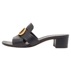 Dior Black Leather 30 Montaigne Slide Sandals Size 36.5