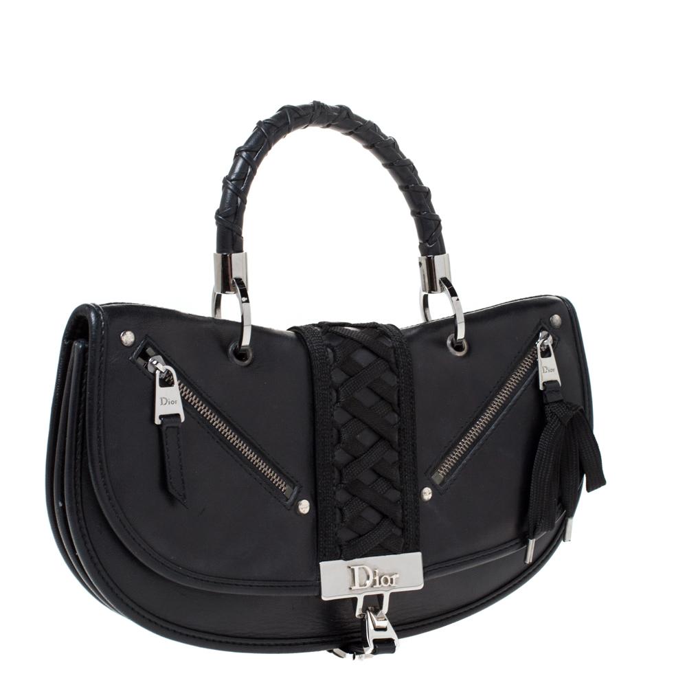 Women's Dior Black Leather Admit It Top Handle Bag