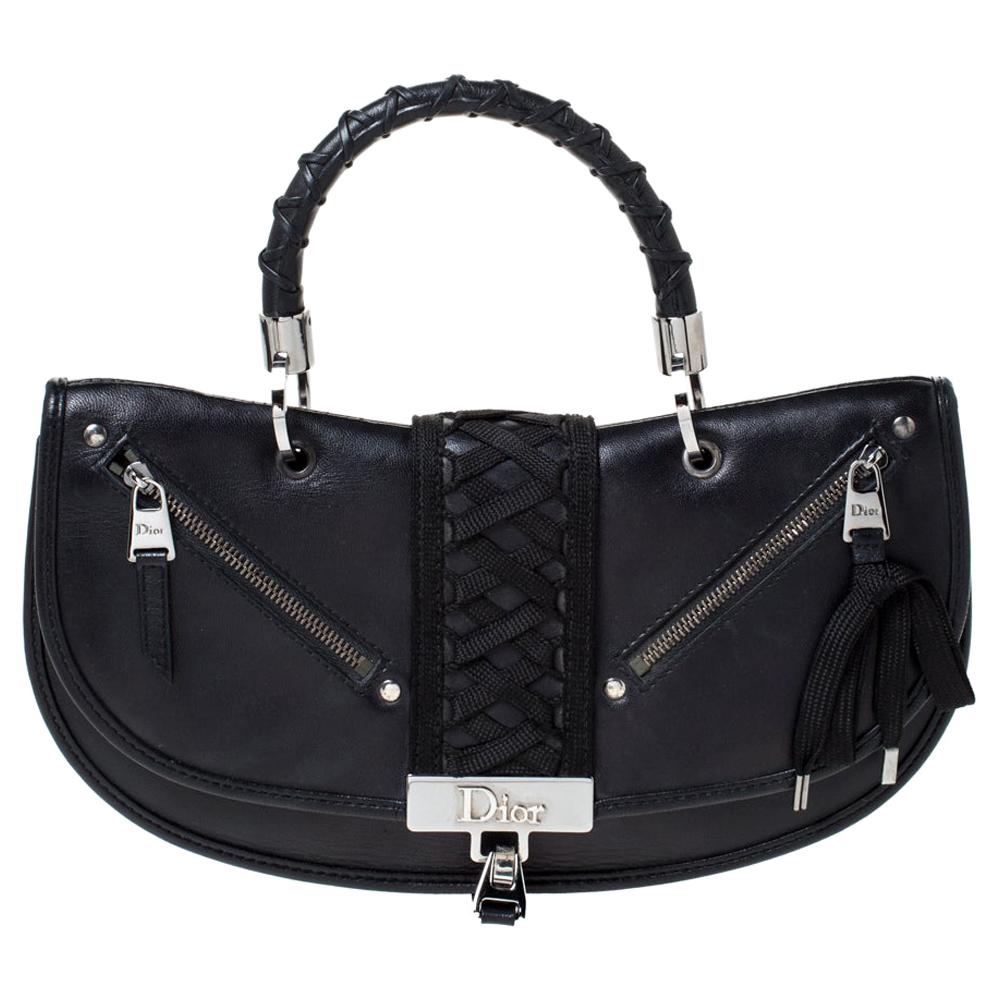 Dior Black Leather Admit It Top Handle Bag
