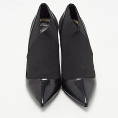 Dior Black Leather and Fabric Kitten Heel Pumps Size 39