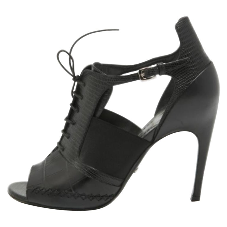 Dior Stivali in pelle nera e lucertola in rilievo misura 38,5