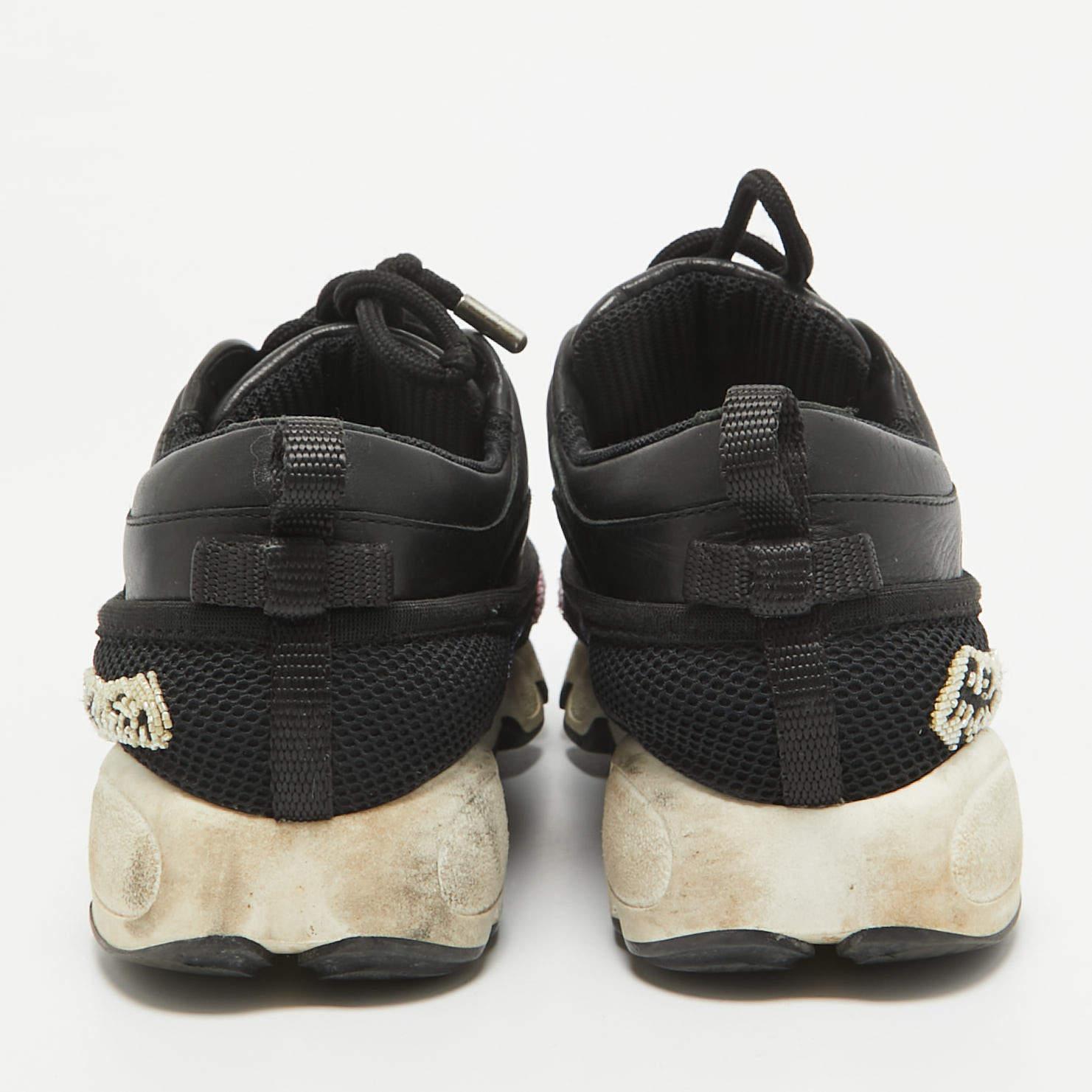 Dior Black Leather and Mesh Fusion Lace Up Sneakers Size 37.5 1