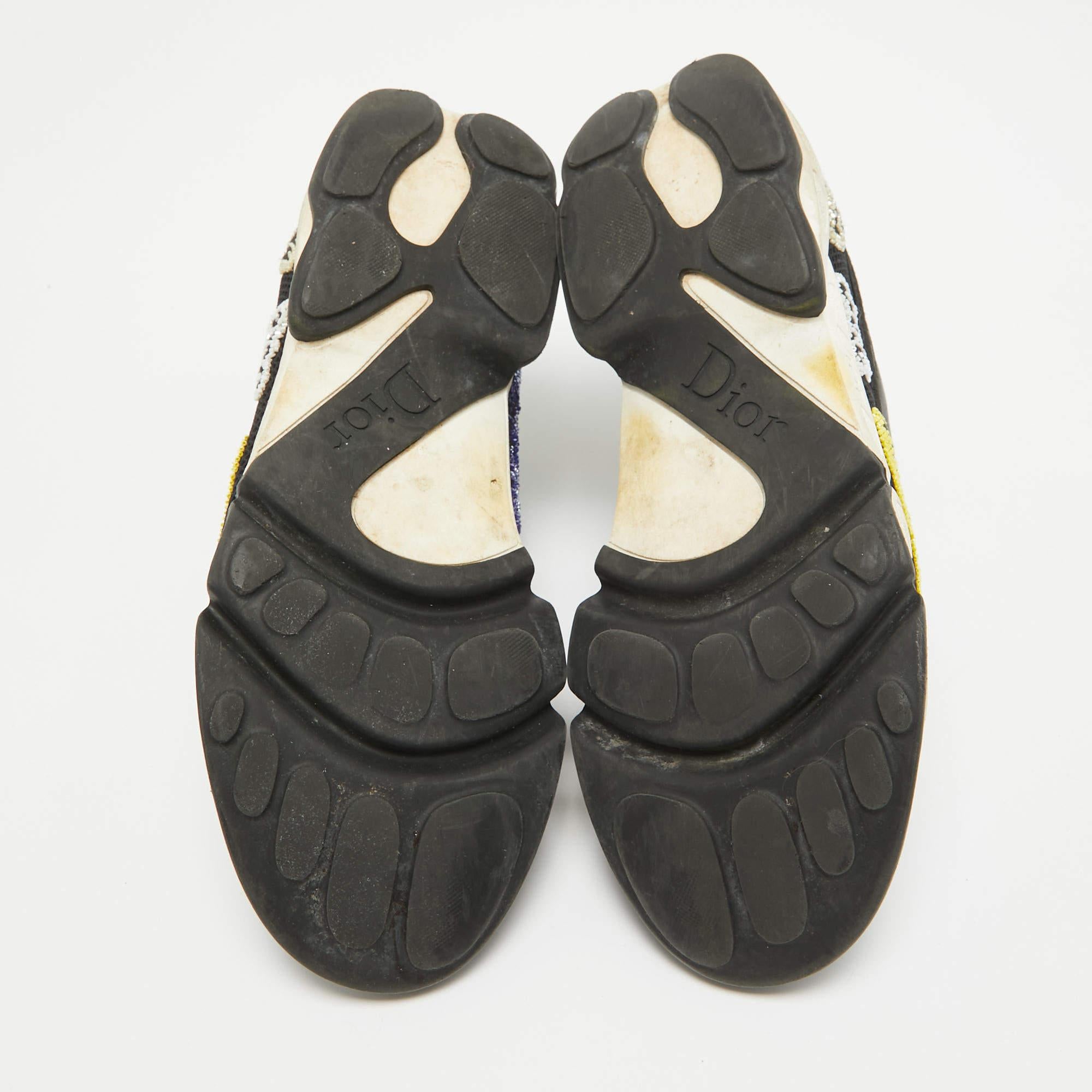 Dior Black Leather and Mesh Fusion Lace Up Sneakers Size 37.5 2