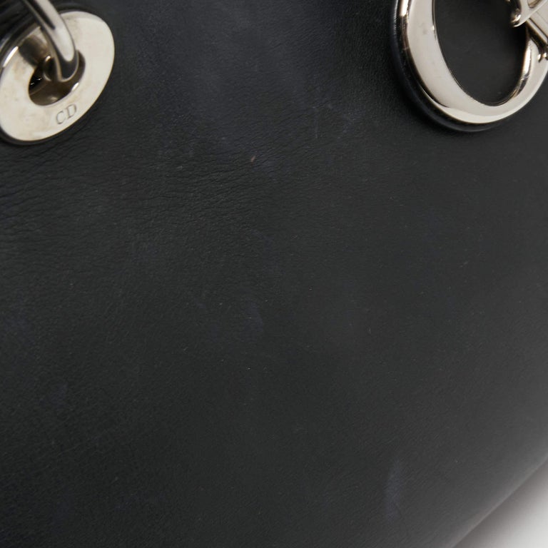 Dior Black Leather And Python Medium Diorissimo Shopper Tote For Sale 2