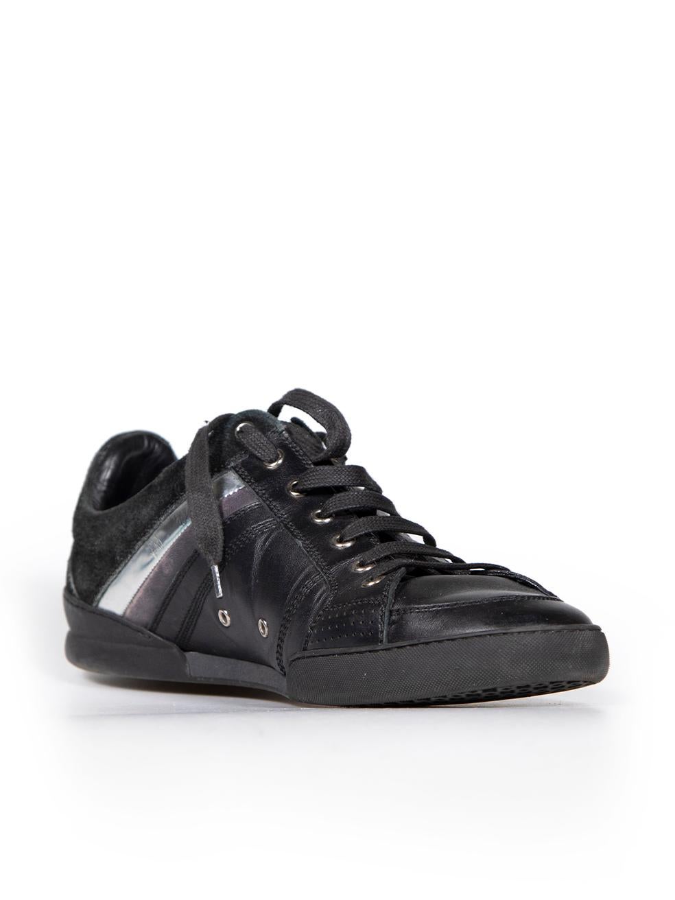 CONDITION is Good. Minor wear to trainers is evident. Light wear to silver panel where coating is coming off. Slight abrasion to navy leather stripe panel on this used Dior Homme designer resale item.
  
  
  
  Details
  
  
  Model: B18
  
 