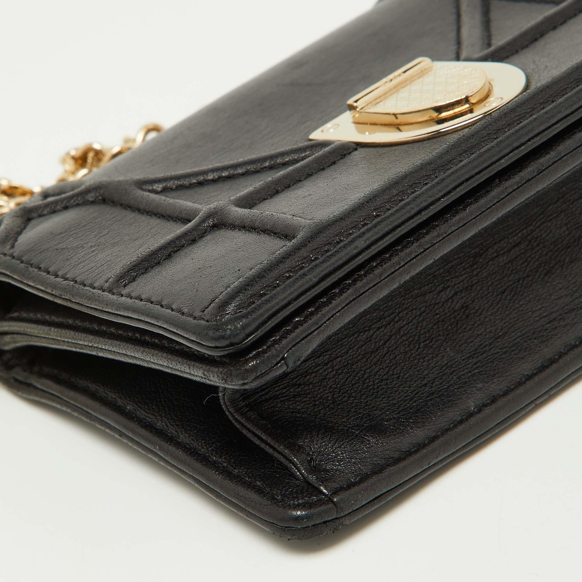 Dior Baby Diorama Umhängetasche aus schwarzem Leder im Angebot 5