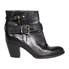 Used Dior Black Leather Belted Detail Ankle Boots Size IT 37