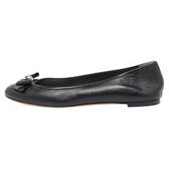 Dior Black Leather Bow Ballet Flats Size 40