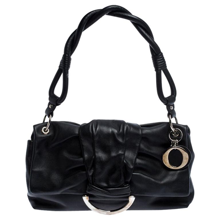 Dior Black Leather Bow Flap Shoulder Bag at 1stDibs