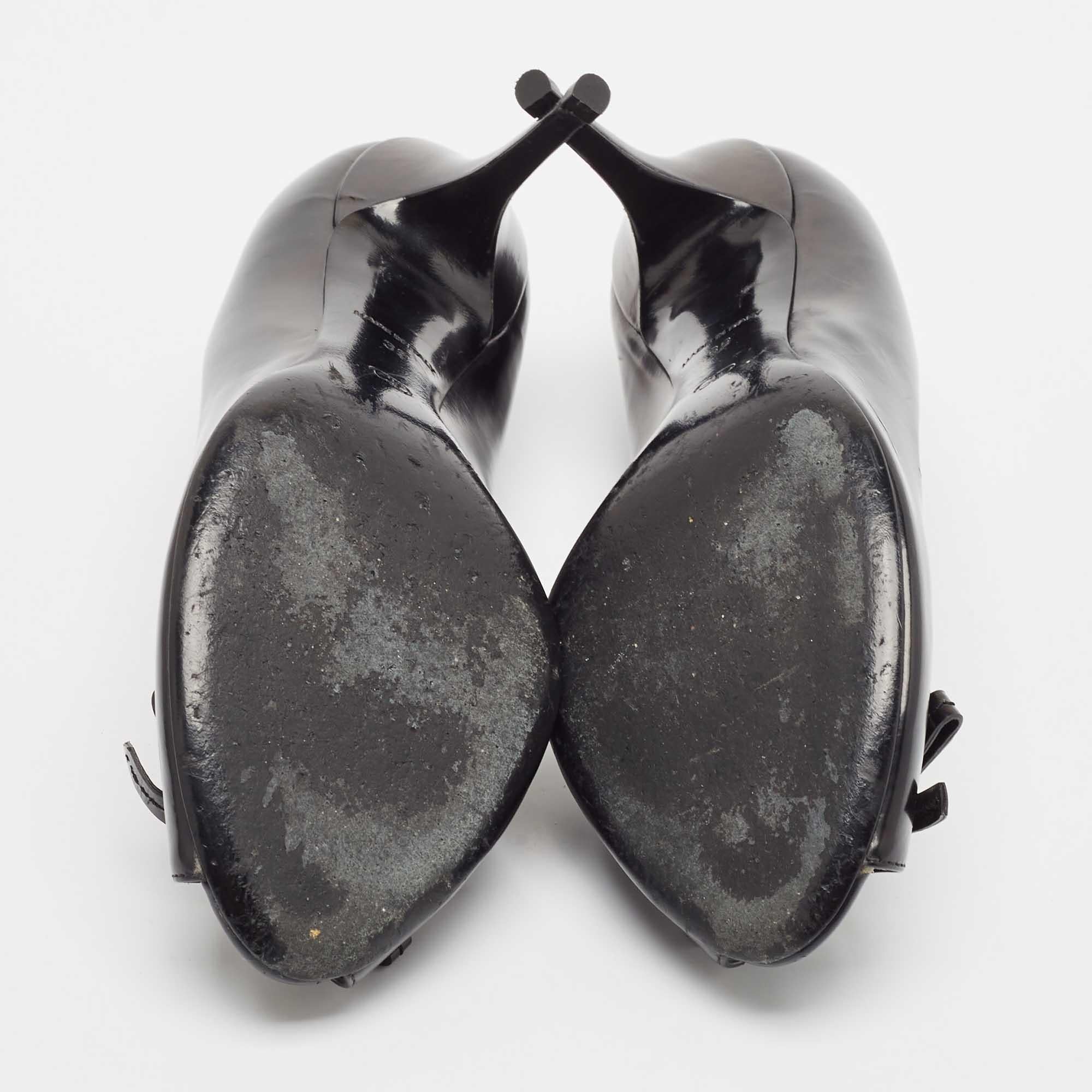 Dior Black Leather Bow Peep Toe Pumps Size 39 2