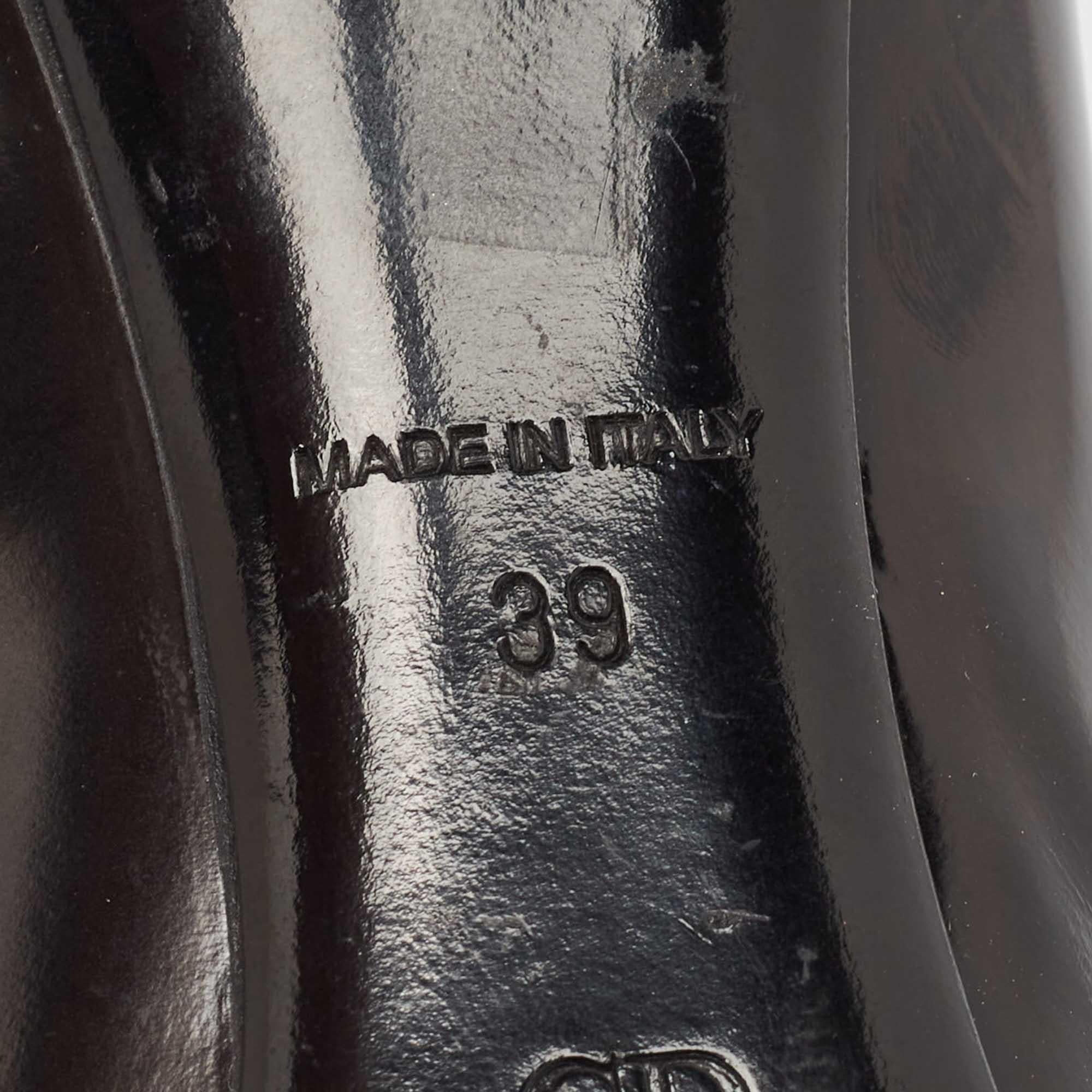 Dior Black Leather Bow Peep Toe Pumps Size 39 4