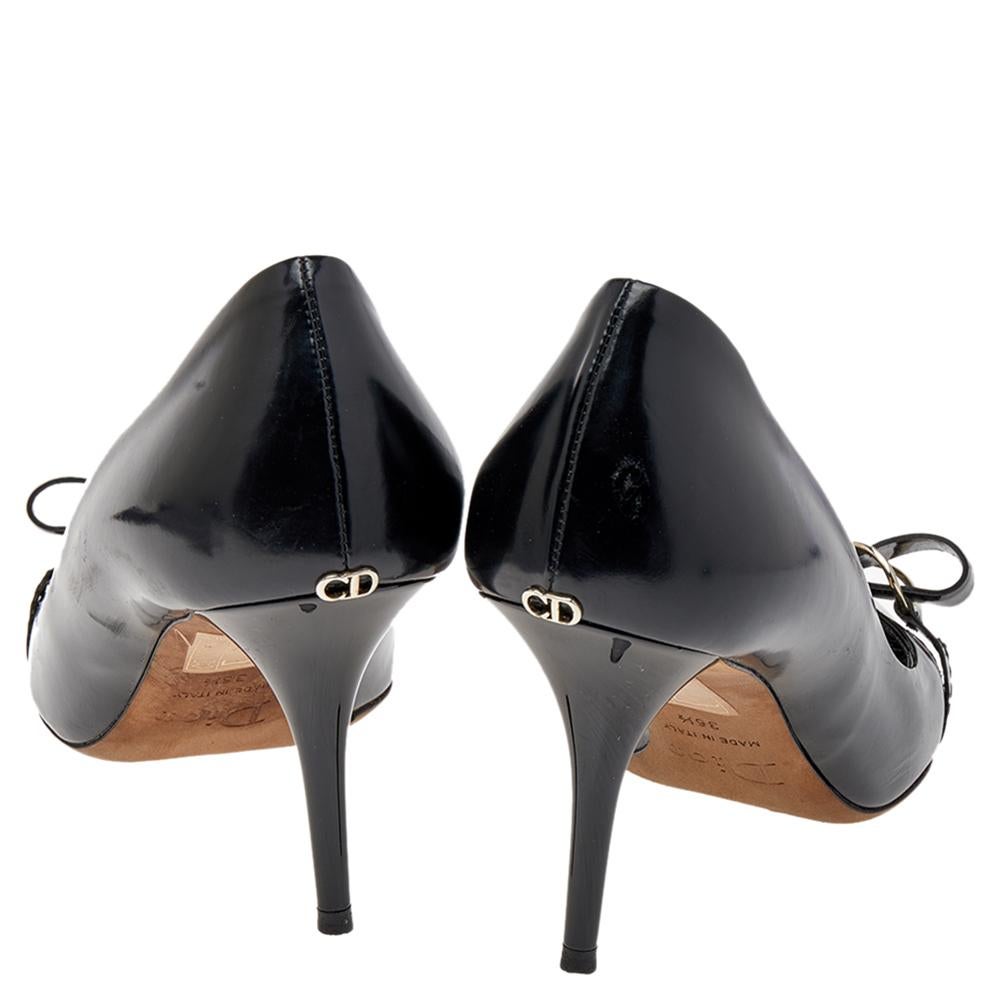 Women's Dior Black Leather Bow Pumps Size 36.5
