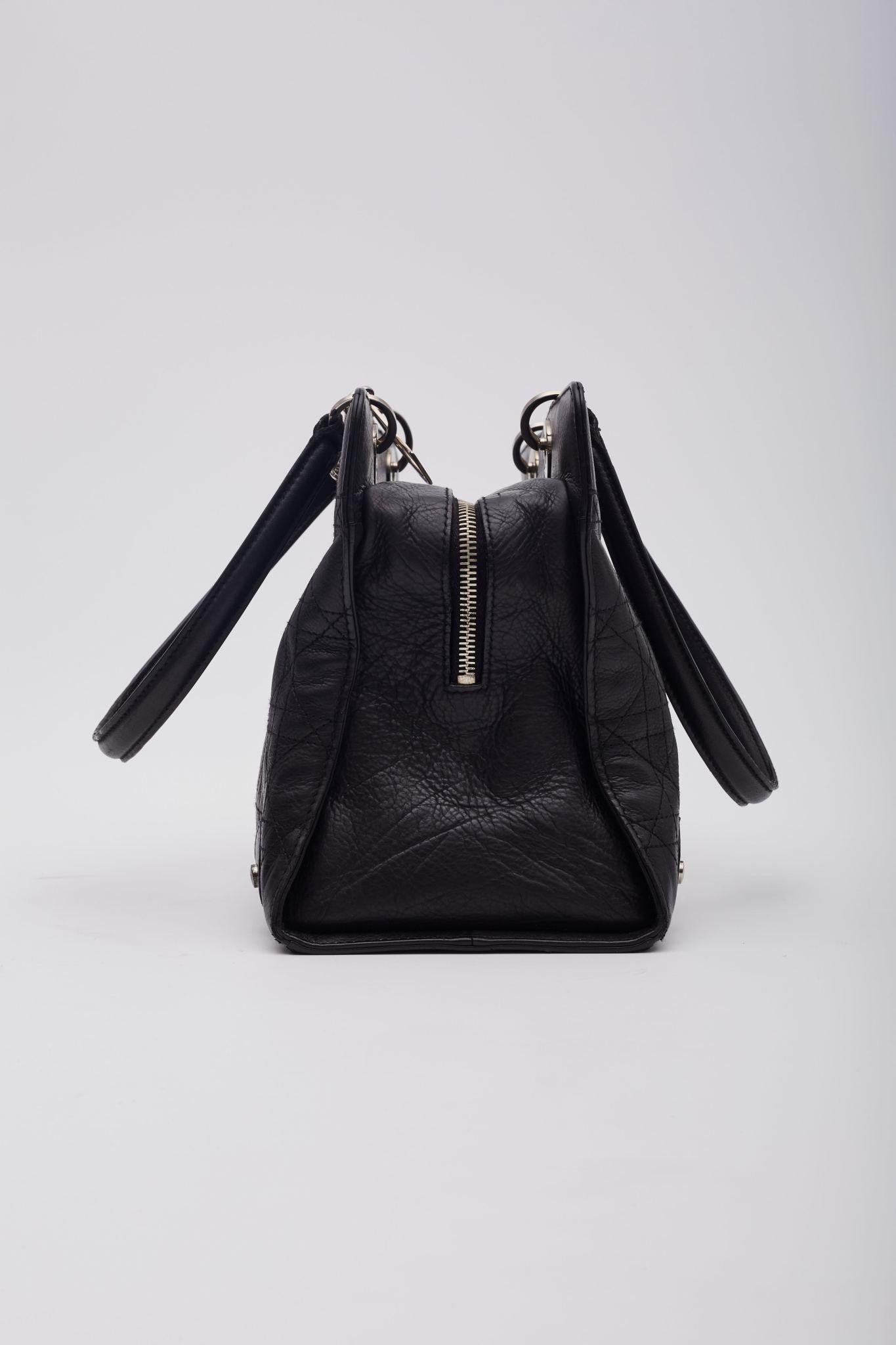 Dior Black Leather Cannage East West Lady Dior Bag 3