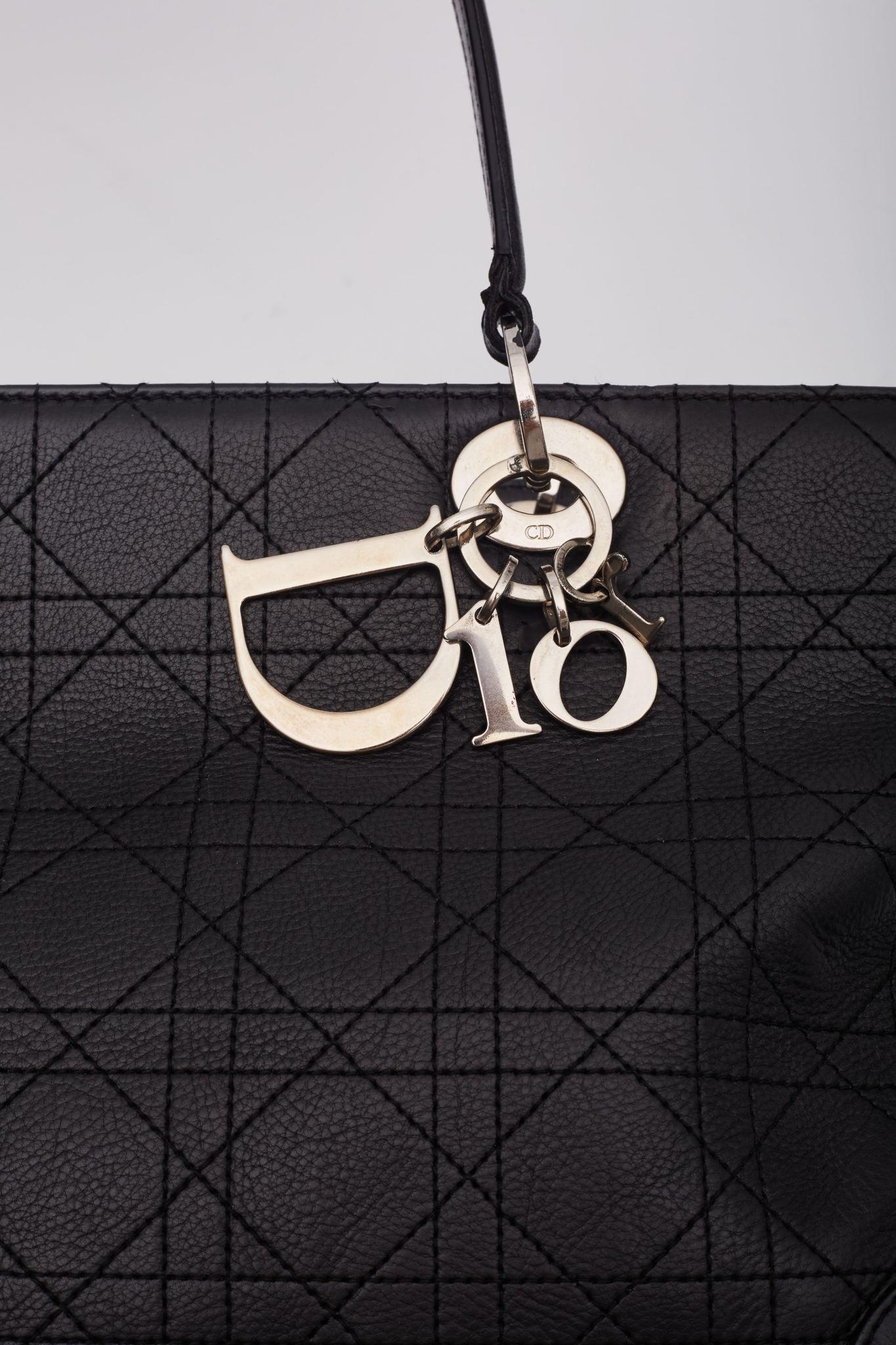 Dior Black Leather Cannage East West Lady Dior Bag 5