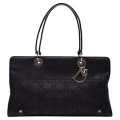 Dior Schwarz Leder Cannage Ost West Lady Dior Tasche
