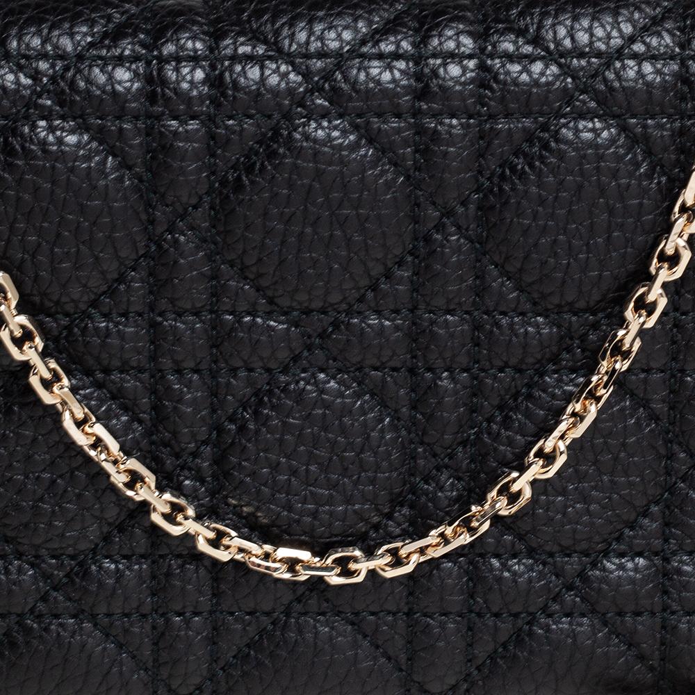 Dior Black Leather Cannage Leather Wallet on Chain 6