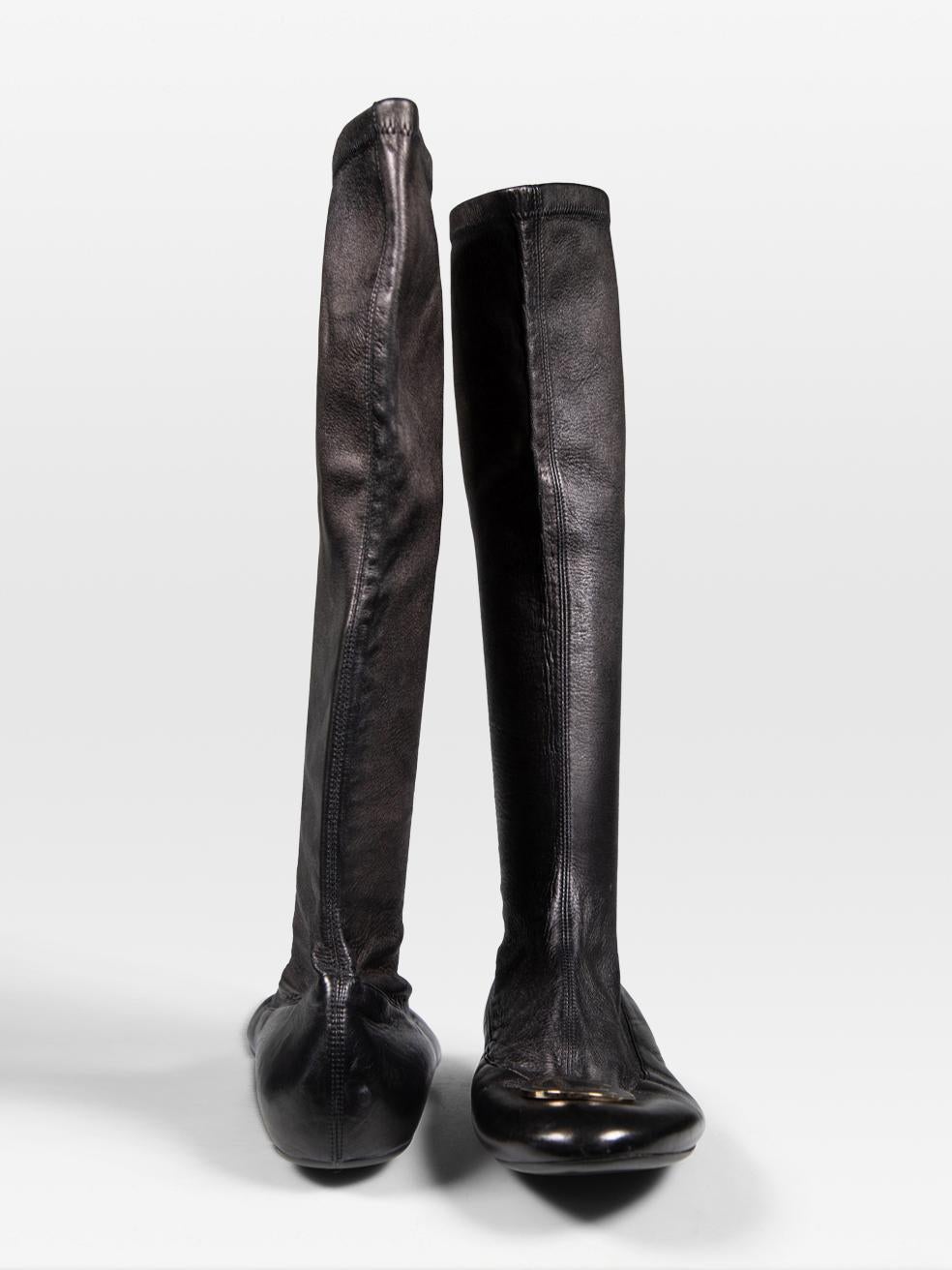 Nero Dior Stivali al ginocchio in pelle nera CD Taglia IT 38.5 in vendita