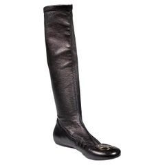 Dior Black Leather CD Knee High Boots Size IT 38.5