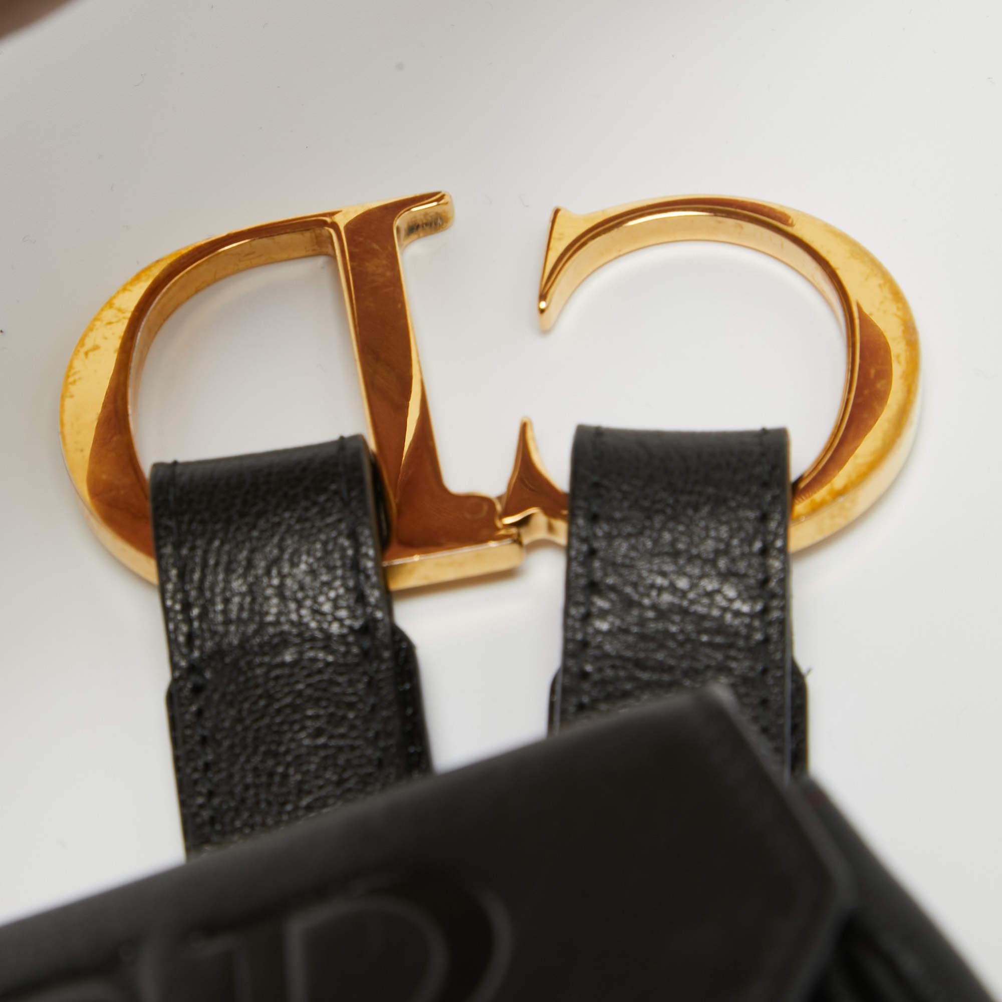 Dior Black Leather CD Logo Mini Belt Bag 1