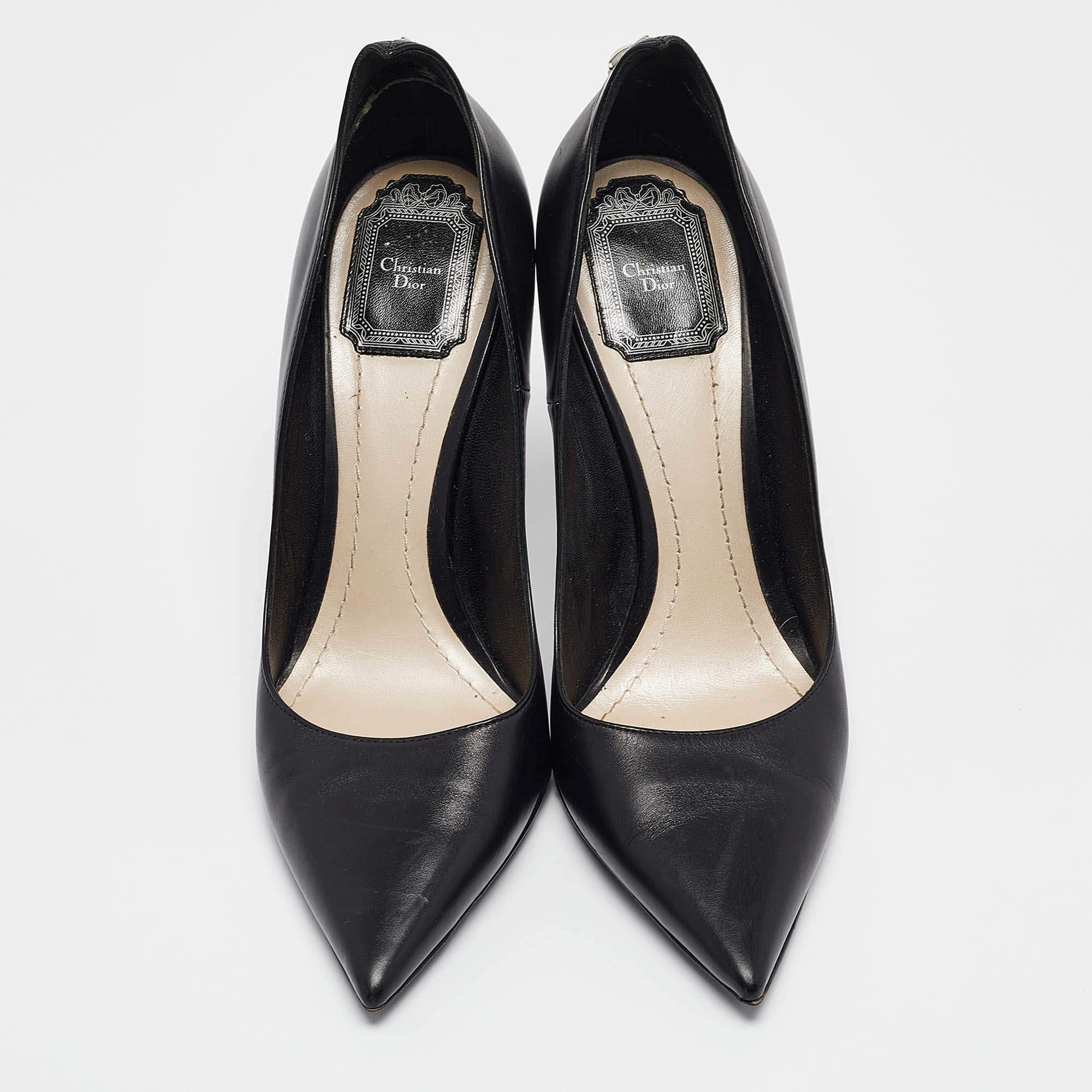 Nero Dior, pelle nera, Pumps a punta Cherie, taglia 39