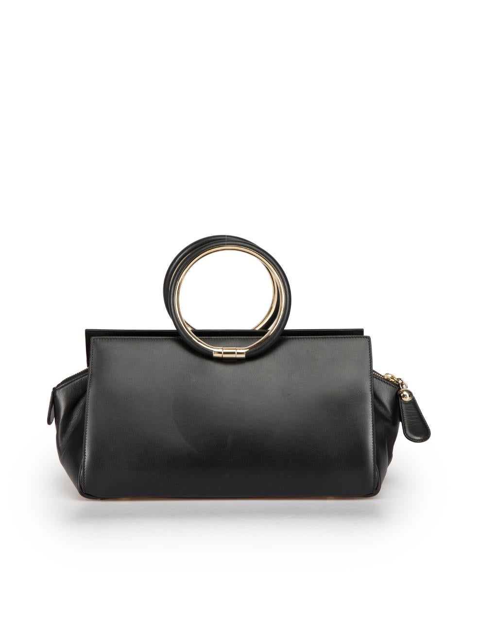 Dior Black Leather Circular Top-Handle Satchel In Excellent Condition For Sale In London, GB