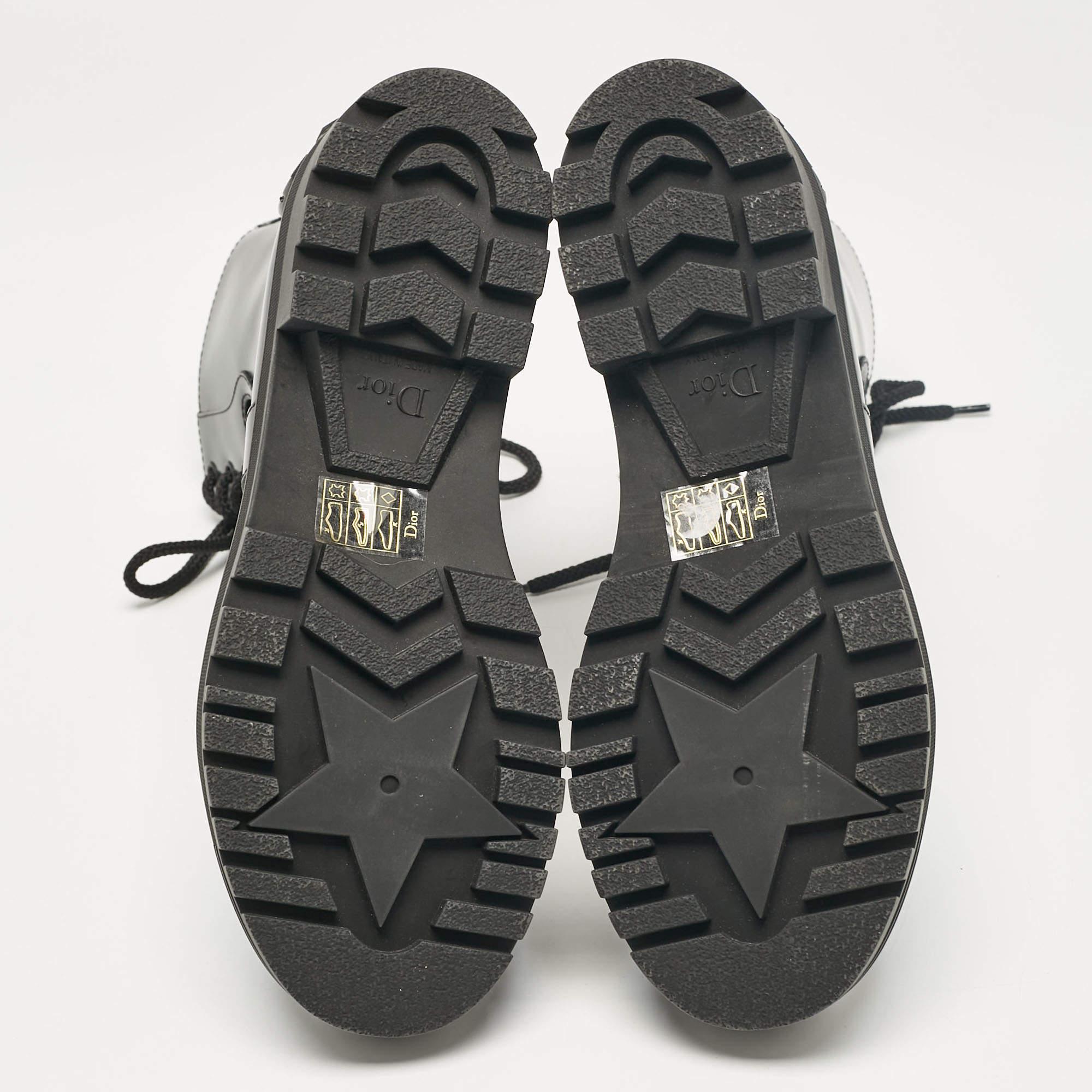 Dior - Bottes de combat en cuir noir - Taille 37 en vente 1