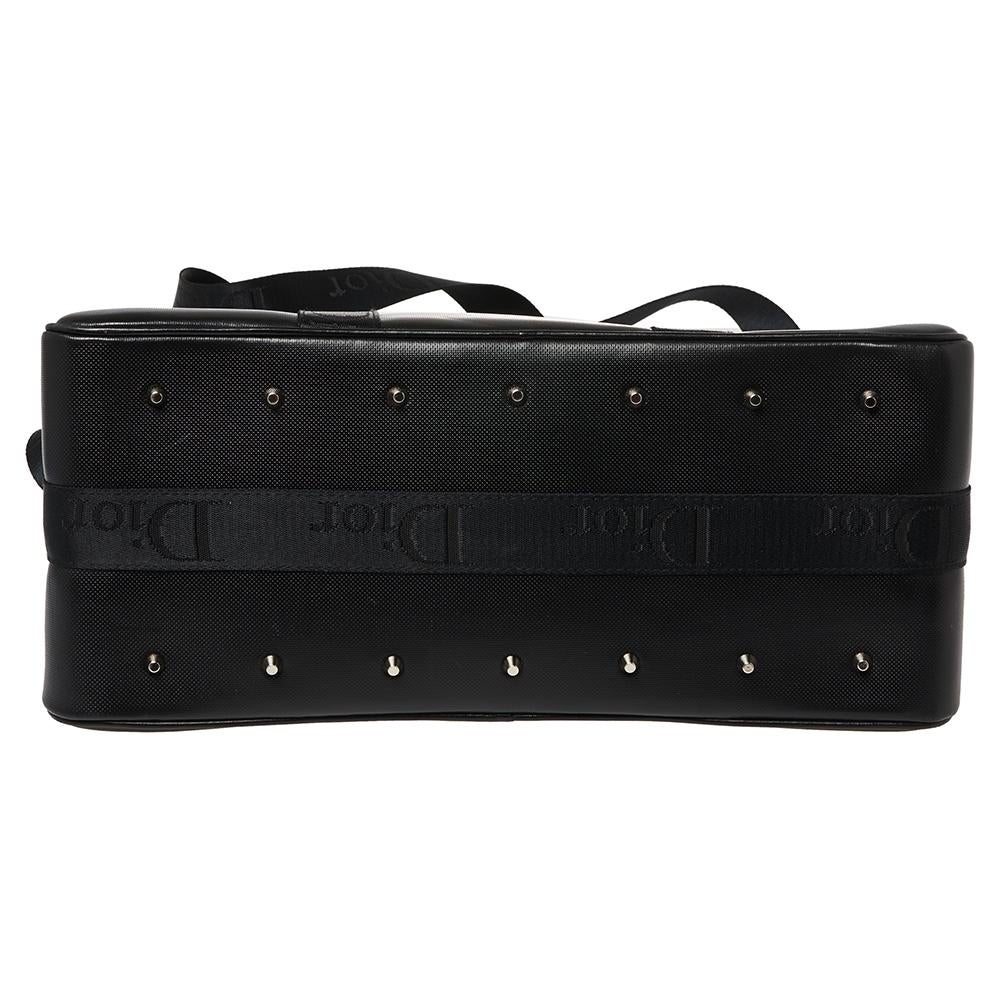 Women's Dior Black Leather Crytal Hook Bowling Bag