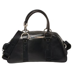 Dior Schwarz Leder Crytal Hook Bowling Tasche