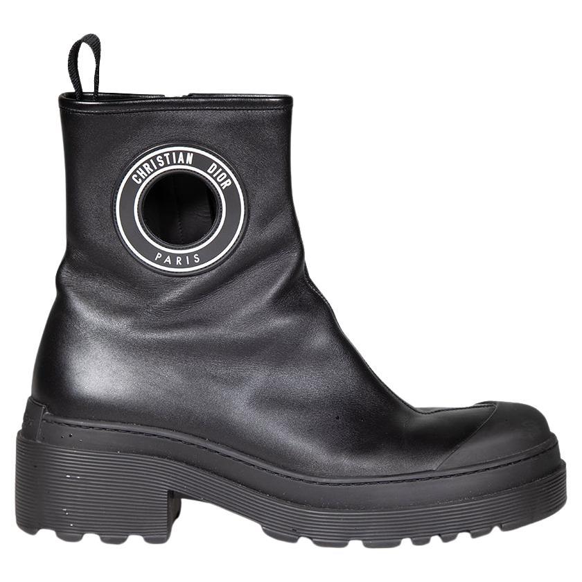 Dior Black Leather Cut Out Boots Size IT 40.5 For Sale