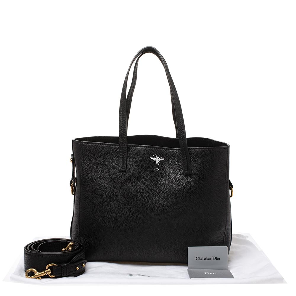 Dior Black Leather D-Bee Shopper Tote 8