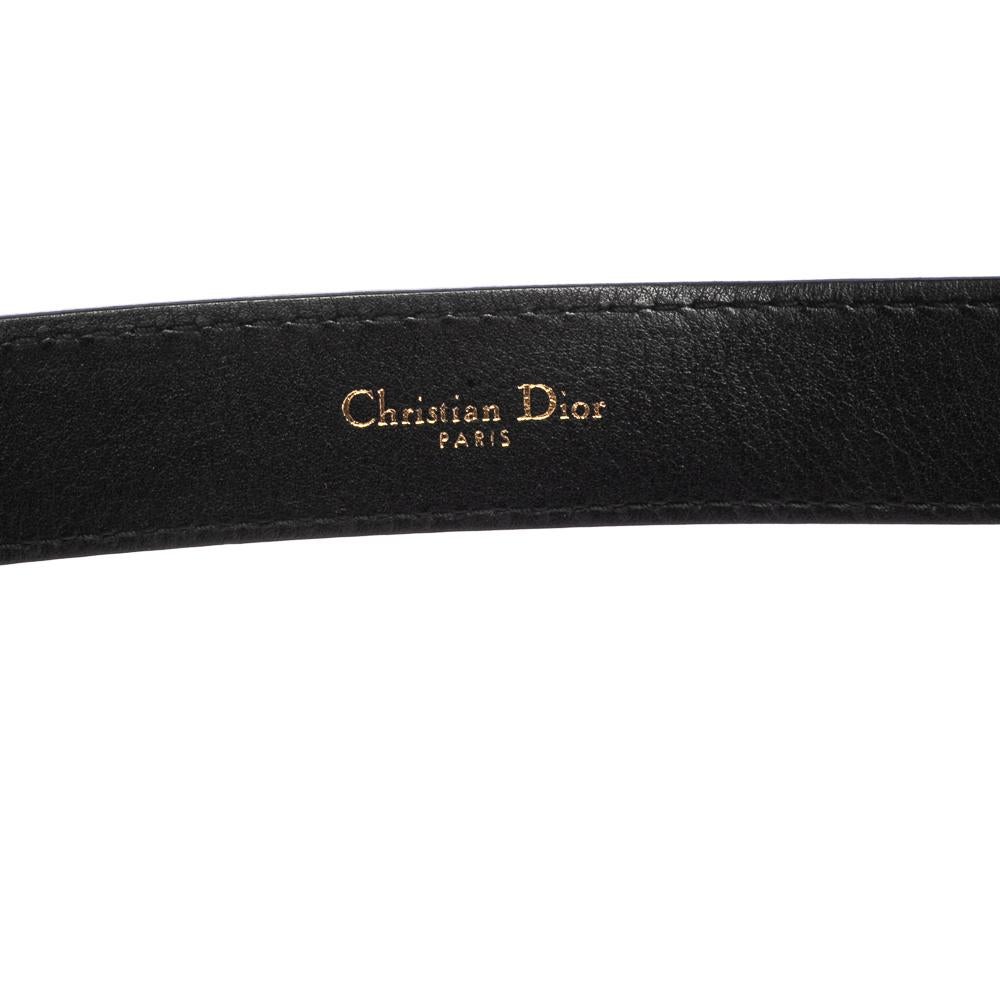 Dior Schwarz Leder D-Fence Schnalle Gürtel 80 CM 1