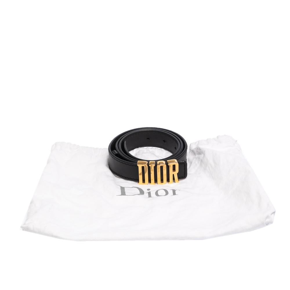 Dior Schwarz Leder D-Fence Schnalle Gürtel 80 CM 2