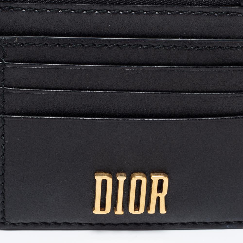 Dior Black Leather D-Fence Zipped Card Holder 5